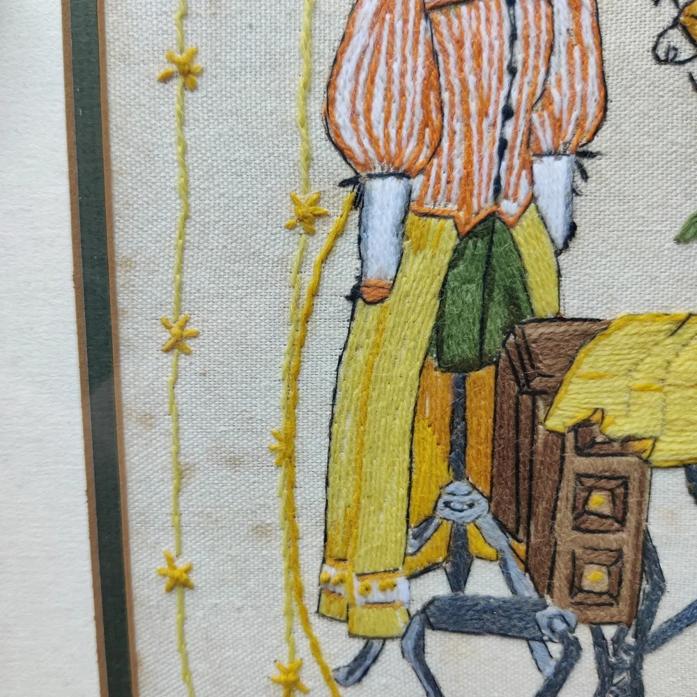 Vintage Victorian Sewing Room Dressmaker Crewel Embroidery Finished Framed 18x15